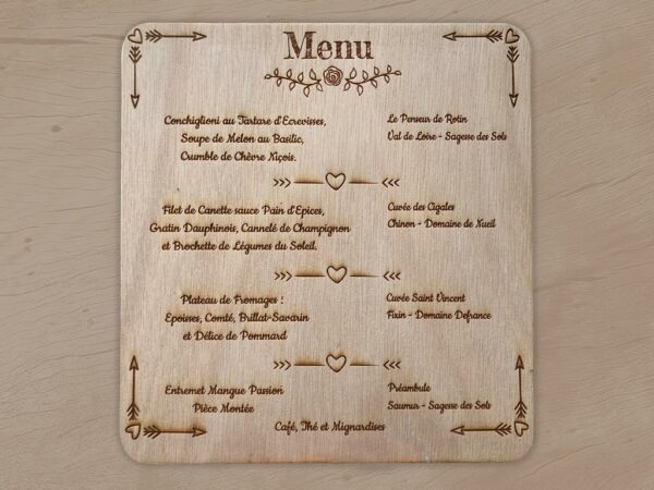 Menu de mariage